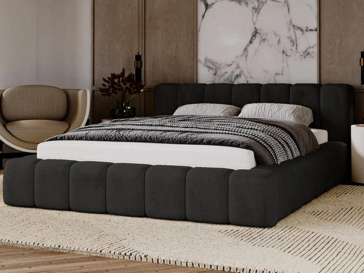 Łóżko tapicerowane z pojemnikiem na pościel 120x200 Ibiza Czarne
