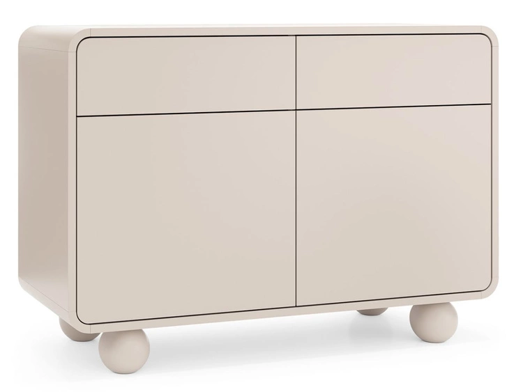 Komoda dwudrzwiowa z szufladami na kulistych nóżkach Soffio Kaszmir