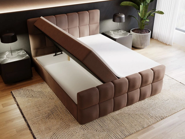 Łóżko kontynentalne z pojemnikiem na pościel 160x200 Alicante Brązowe