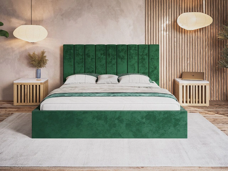 Łóżko tapicerowane z pojemnikiem i stelażem 180x200 Sesto zielone