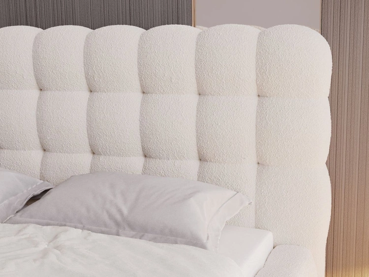 Łóżko tapicerowane z pojemnikiem i stelażem 200x200 Twist Beżowy