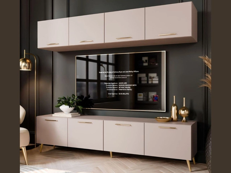 Meblościanka do salonu na złotych nogach Noaé Kaszmir