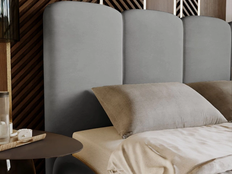 Łóżko tapicerowane z pojemnikiem i stelażem 160x200 Galli Szare