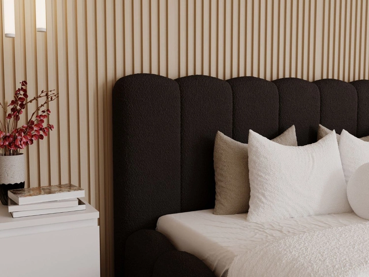 Łóżko tapicerowane z pojemnikiem i stelażem 200x200 Smile Czarne