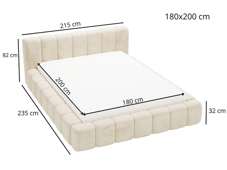 Łóżko tapicerowane z pojemnikiem na pościel 180x200 Ibiza Czarne