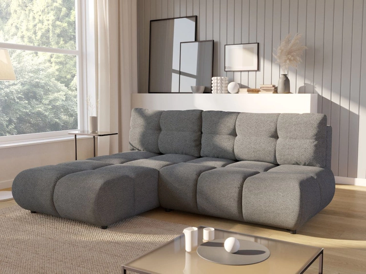 Narożnik z funkcją spania i pojemnikiem Lewy Milet Szary