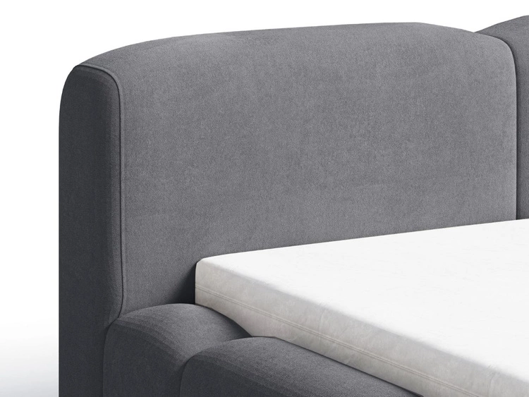 Łóżko tapicerowane z pojemnikiem i stelażem 140x200 Aubi Ciemnoszare