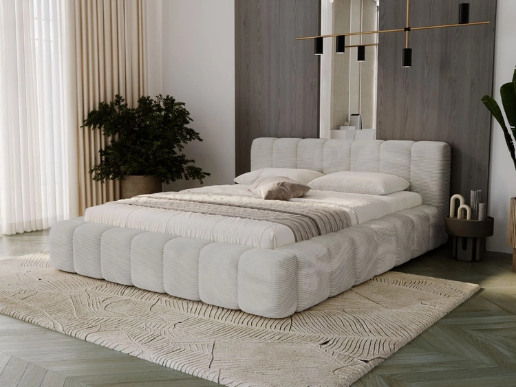 Łóżko tapicerowane z pojemnikiem na pościel 180x200 Ibiza Szare