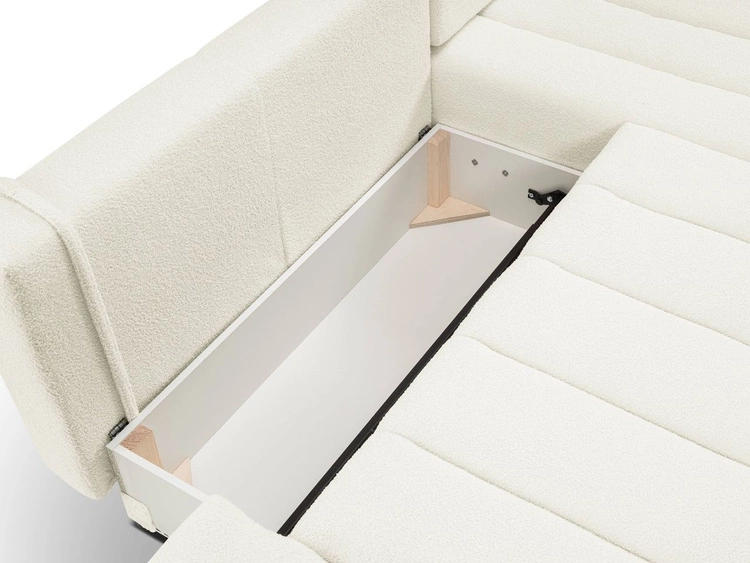 Narożnik z pojemnikiem i funkcją spania Prawy Adoro Kremowy