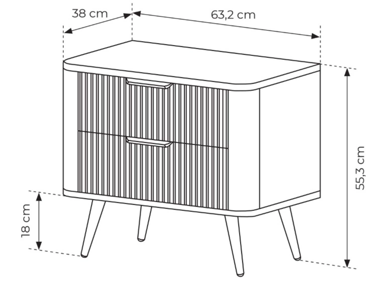Stolik nocny z szufladami Latina Beżowy